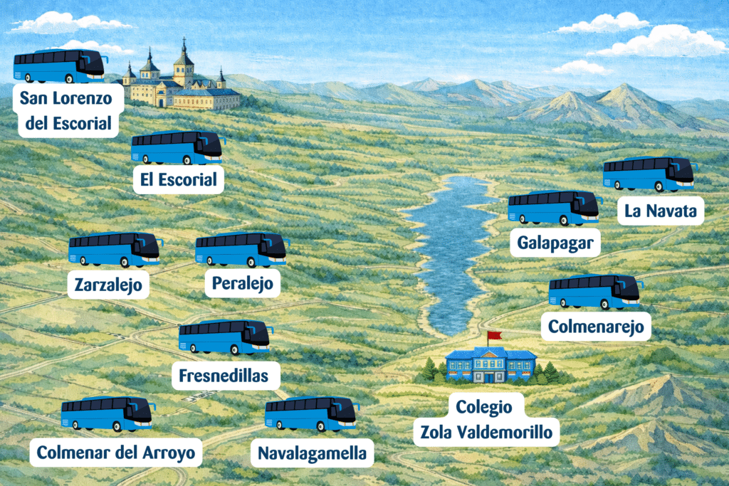 Rutas escolares sierra noroeste Colegio Zola Valdemorillo